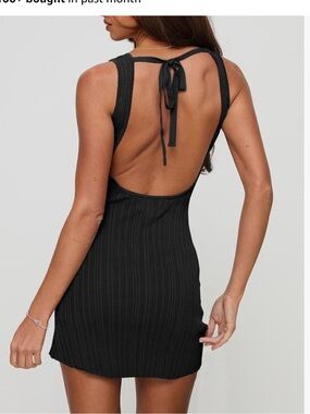 NEW Ribbed Tie-Back Mini Dress in Black